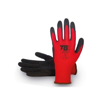 GUANTE POLIESTER ROJO REC.LATEX GRIP-9